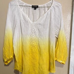 A. Byer White and Yellow Ombre Blouse